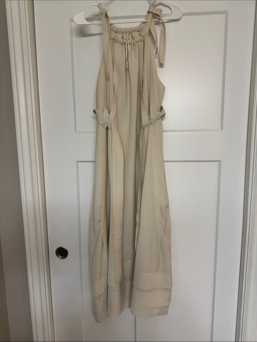 Storia Cream Halter Maxi with Tie Straps